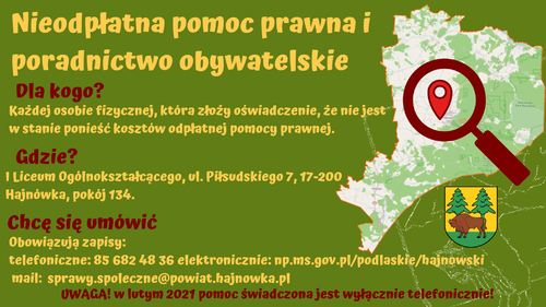 nagłówek - nieodpłatna pomoc prawna i poradnictwo obywatelskie